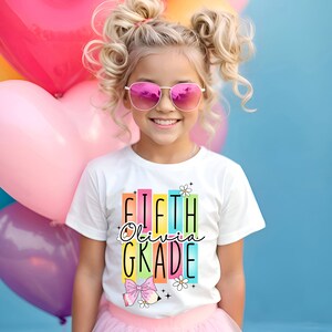 Personalized Fifth Grade Shirt, Custom Back to School Elementary Shirt, Retro 5th Grader Shirt, Kids First Day of School, Hello School