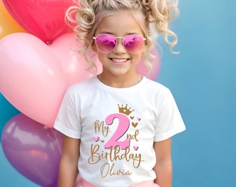 Personalized My 2nd Birthday Shirt, Custom Birthday Girl Shirt, Birthday Gift Shirt, Birthday Party Shirt, Second Birthday, Happy Birthday