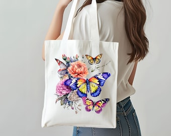 Butterfly Tote Bag, Butterfly Bag, Reusable Tote Bag, Cute Eco-Friendly Shopping Bag