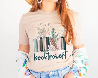 Booktrovert Shirt, Teacher Gift Tee, Bookish Tshirt, Book Lover Gift