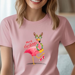 Christmas Flamingo Shirt, Pink Flamingo Shirt, Flamingo Santa T-shirt, Santa Beach Tshirt, Flamingo Christmas Tee, Tropical Christmas