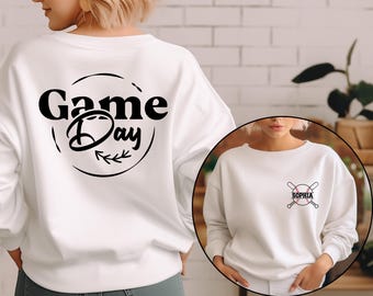 Custom Game Day Baseball Sweatshirt, Baseball Player Hoodie, Baseball Lover Gift, Personalized Baseball Gift