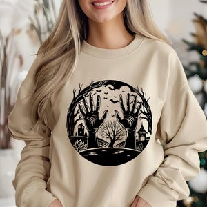 Happy Halloween Sweatshirt, Zombie Hands Hoodie, Pumpkin Season, Halloween Party Gift, Spooky Season, Zombie Fingers, Horror Party Outfit