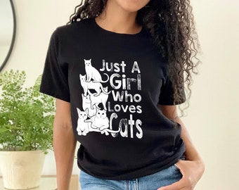 Just A Girl Who Loves Cats Shirt, Cat Shirt for Kids, Pet Lover Tshirt