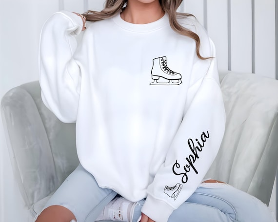 Custom Ice Skating Sweatshirt, Ice Skating Girl Gift, Personalized Ice Skater Hoodie