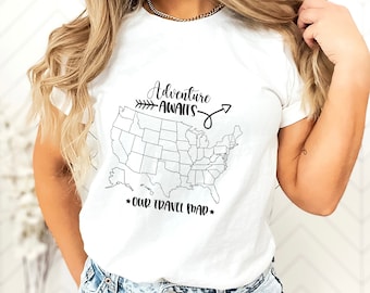 50 States Shirt, Gift for USA Traveler, United States Map Tshirt