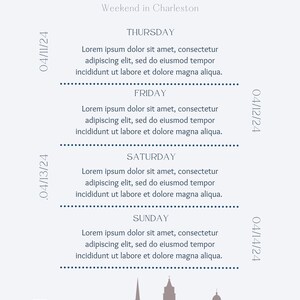 Charleston Bachelorette Itinerary Template