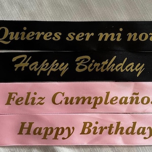Custom Satin Sash – Gold Letter Party Ribbons