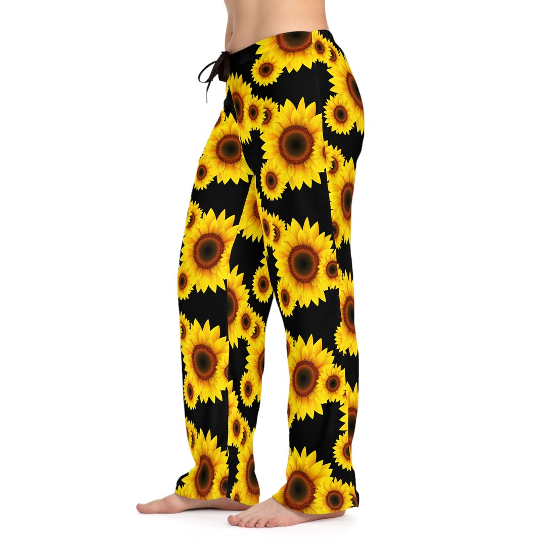 Sunflower Pajama Pants, Womens Pajama Pants Sunflower Lounge Pants Etsy