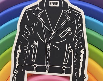Femme Sticker Leather Jacket Fem Lesbian Dyke Pride