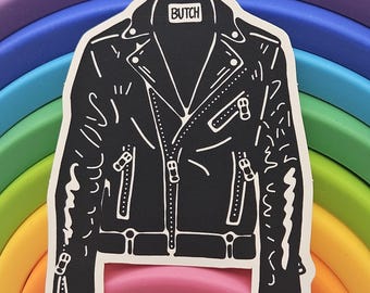 Butch Sticker Leather Jacket Butch Lesbian Dyke Pride