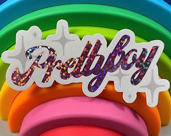 Prettyboy sticker Glitter Glittery lesbian dyke butch pride