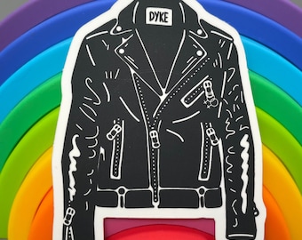 Dyke Sticker Leather Jacket Butch Lesbian Dyke Pride