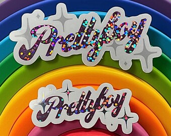 Prettyboy sticker Glitter Glittery lesbian dyke butch pride