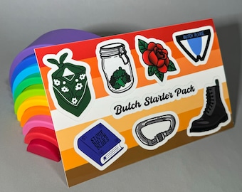 Butch Starter Pack sticker sheet -- Butch Lesbian Dyke Pride GNC Stud Tomboy