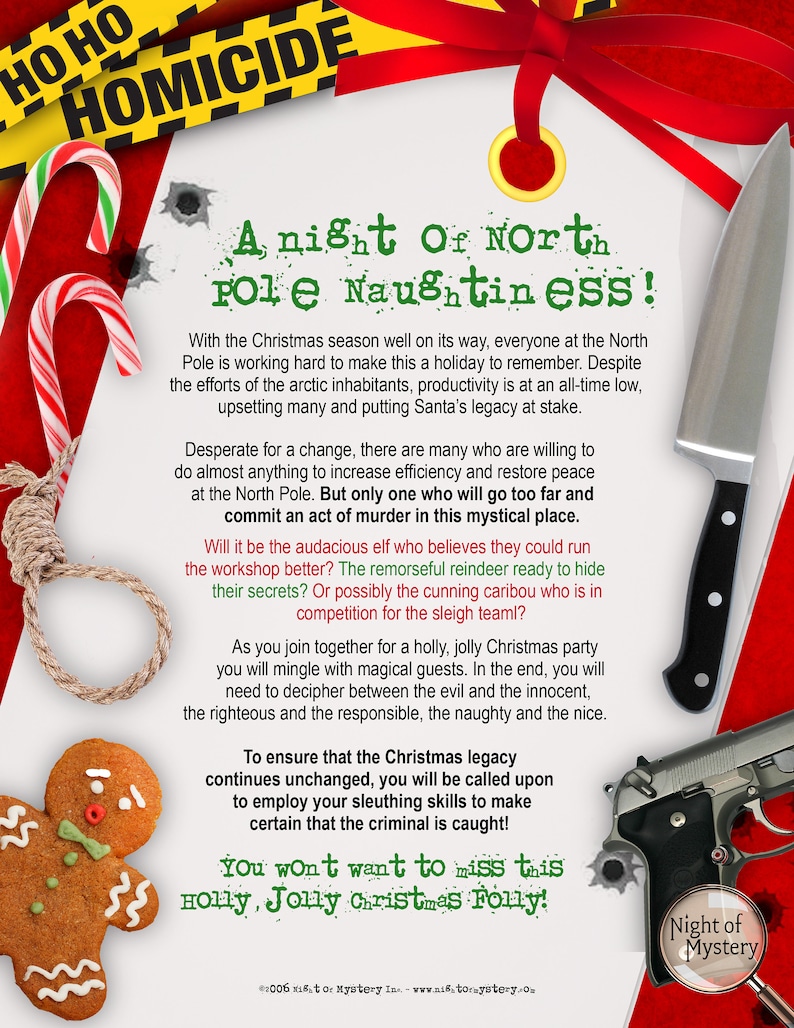Ho Ho Homicidechristmas Jingle Santa Holiday Detective Theme Party