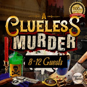 A Clueless Murder | Classic Whodunnit Clue-Inspired Murder Mystery Party Game Printable | Halloween Party for Small Groups | 8 to 12 Adults