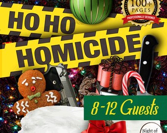 Ho Ho Homicide|Christmas Jingle Santa Holiday Detective Theme Party|North Pole Elf Reindeer Mystery Game Printables for Group|8 to 12 Adults