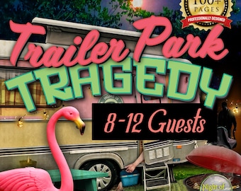 Trailer Park Murder Mystery Party Game for Group | Redneck Detective Theme Birthday Party Planning Printables | 8-12 Adults