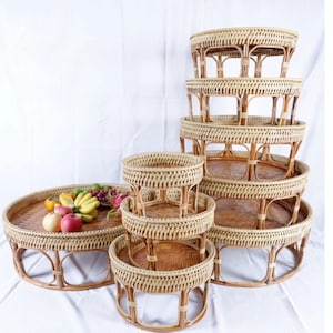 Rattan Hand made Thai Lao khan toke made of woven rattan 10-28 inch