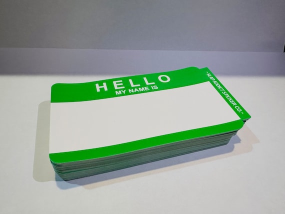 Hello My Name Is Green Indestructible Eggshell Graffiti Sticker Pack of 100