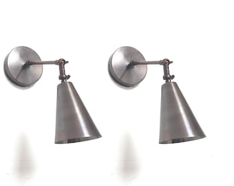 Pair Of Wall Lamp Sconce Light Fixture Shade Cone Mid Century Wall Lights