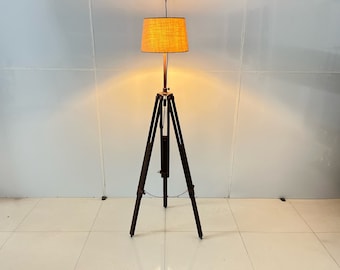Floor Tripod lamp Stand With Fabric Shade For Home Living Room Bedroom Corner Lamp