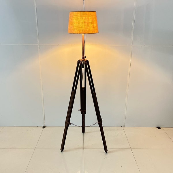 Floor Tripod lamp Stand With Fabric Shade For Home Living Room Bedroom Corner Lamp