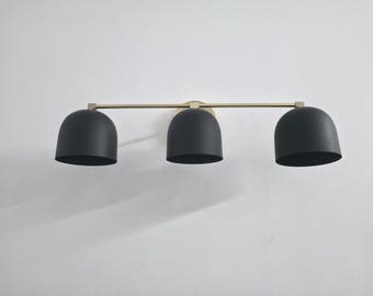 Handcrafted Metal Wall Sconce: Brushed Brass  and Matte Black Finish Vanity Light