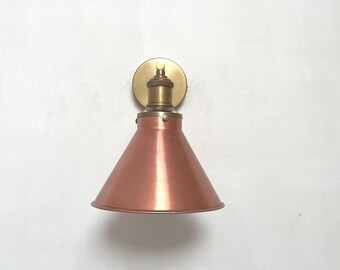 Mid Century Copper Wall Sconce: Handmade Brass Accent Light
