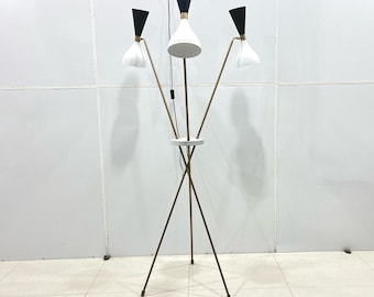 Lampa podłogowa w stylu Stilnovo, trójramienna, w stylu Mid Century Modern