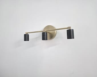 Handcrafted Metal Wall Sconce: Brushed Brass and Black Finish Vanity Light