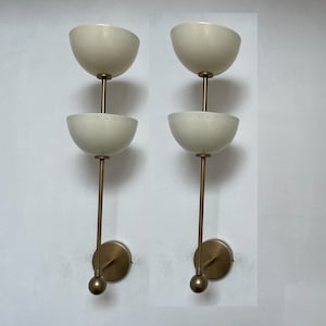 Pair of Wall Sconce Light Mid Century Stilnovo Style Wall Lamp Lights 2 Shade Fixture Lamps