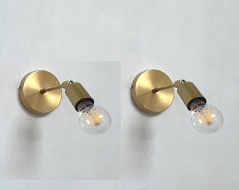 Set of 2 Handmade Brushed Brass Wall Sconce: Mid Century Modern Lamp