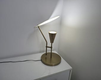 Mid-Century Italian Raw Brass and White Table Lamp: Bedroom & Office Lighting