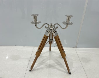 Table Lamp Candlestick Two-branched Candelabrum Candle Holder for Stand Wood And Metal Candles Fragrances