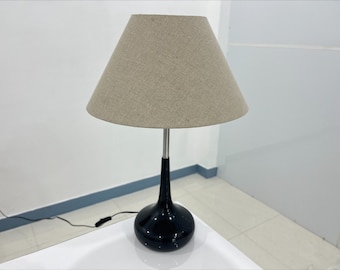 Table Lamp With Shade Cotton Fabric And Base Black Metal Home Office Room Decorative Lamps Lightings