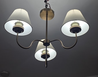 Mid-century moderne Diabolo kroonluchter - Sputnik hanglamp met 3 stoffen kappen