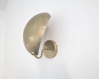 Mid Century Raw Brass Wall Sconce  Handcrafted Home Lighting
