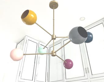 シャンデリア 6シェード マルチカラー モダン スプートニクシャンデリア 照明器具スタイル 天井装飾