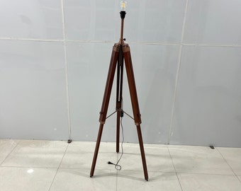Tripod Floor Lamp Design Polished Wood With Copper Floor Lamps Lights Decorative