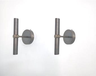 Mid Century Italian Brass Patina Wall Sconce: Handmade Bedroom Bathroom Light