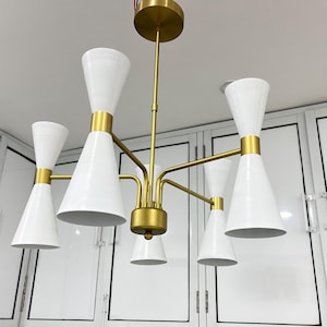 Mid Century Stilnovo 5 Arms Handmade Chandelier Light Modern Fixture Italian Style Chandeliers
