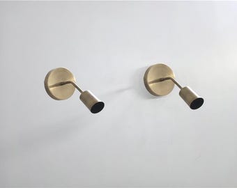 Pair of Handcrafted Raw Brass Wall Sconce: Modern Décor Lighting