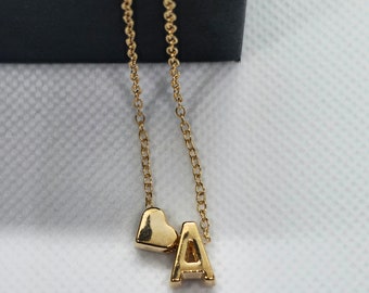 Initiale Halskette, Herz-Anhänger-Halskette, Alphabet-Halskette, Initiale Herz-Anhänger-Halskette