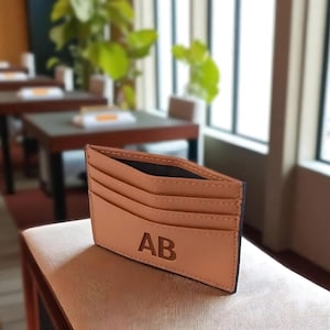 Custom, Personalized Leather Card Holder,Slim Card Wallet,Custom Minimalist Credit Card Holder Wallet - Personalized Leather Cardholder Gift