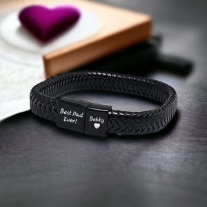 Free Engraving Mens Leather Bracelet,Personalized Engraved Bracelet,Boyfriend Girlfriend Dad,Gift,Fathers Day