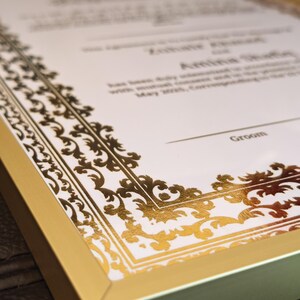 Luxe gepersonaliseerde Nikkah-certificaat A4, islamitisch huwelijkscontract (A4), gouden A4 islamitische bruiloft, Nikkah Nama, moslim huwelijksakte cadeau afbeelding 4