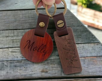 Personalised Engraved Wood Keyring | Keyring for Home, Holiday Lets, Garage, Gate, Door, Post Box | Any Text/Your Text Keyring