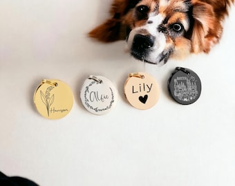Etiqueta de identificación para mascotas grabada de primera calidad, etiqueta redonda con forma de hueso para cachorro, etiqueta para gato, etiqueta personalizada para gato, etiqueta de identificación para gato, etiqueta de identificación para perro, etiqueta con nombre para perro, etiqueta con nombre para mascota